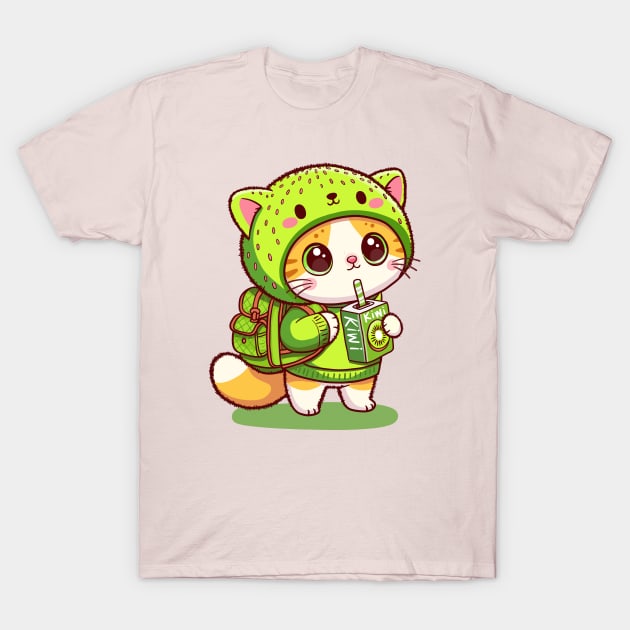 Kiwi Juice Cat T-Shirt by KilkennyCat Art